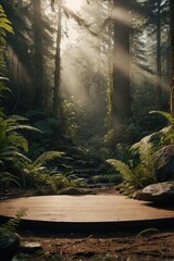 Wall Mural - sunny morning in the nature reserve ecology podium