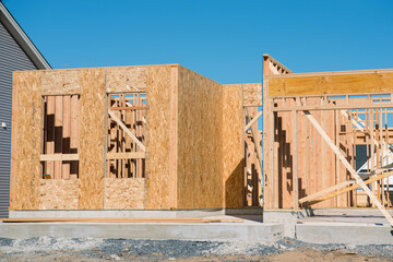 Wall Mural - plywood walls of a new house