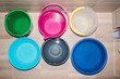 © Pixel Stories/Stocksy - Colorful buckets full of water. Water shortage, shut-off, drought