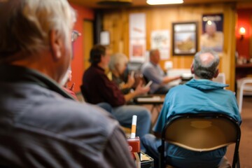 Wall Mural - A support group meeting with members sharing stories of overcoming tobacco addiction , --no humans,no numbers