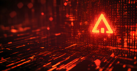Poster - Creative red security alert on blurry backdrop. Fraud and danger concept designs. 3D Rendering design