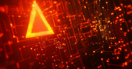 Poster - Creative red security alert on blurry backdrop. Fraud and danger concept designs. 3D Rendering design