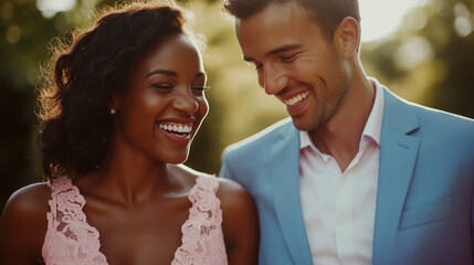 Smiling Couple Enjoying a Joyful Moment Outdoors