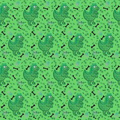 Wall Mural - Cartoon animals seamless dinosaur pattern for wrapping paper and fabrics