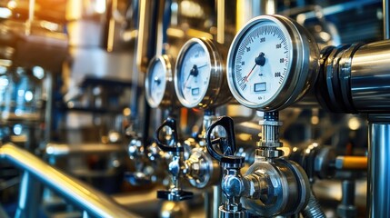 Poster - Industrial Pressure Gauges in Manufacturing Environment