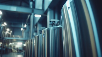 Poster - Modern Industrial Tanks in a Manufacturing Facility