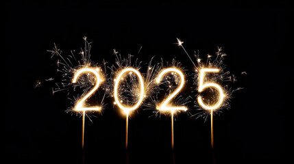 2025 New Year Celebration with Sparkler Numbers.