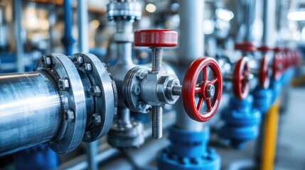 Poster - Industrial Valve and Pipe System in a Factory Setting