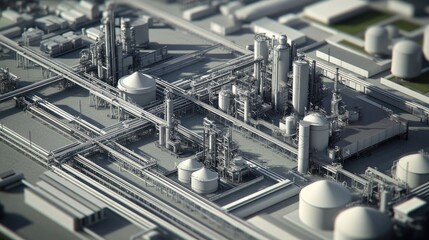 Poster - Industrial Plant Aerial View and Infrastructure Overview