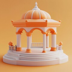 3D Mandap Icon: Indian Wedding Ceremony Structure Illustration Logo