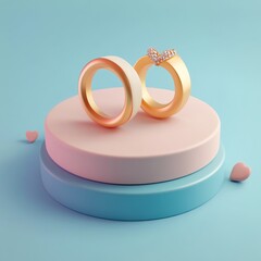 3D Wedding Vows Icon: Commitment and Love Illustration Logo