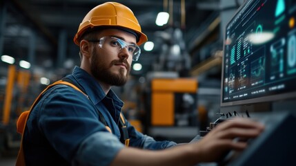 Wall Mural - Futuristic Factory Safety Trainer in Action