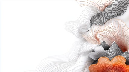 Aufkleber - White background with a flowery design in orange and black. The design is abstract and has a sense of movement