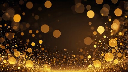 Aufkleber - Abstract illustration background of a glitter style background with numerous golden circular bokeh effects of varying sizes in gold and black hues