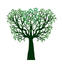 Sticker - Shape of green Tree with Leaves. Vector outline Illustration.