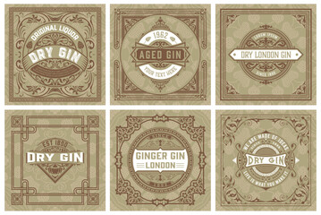 Canvas Print - Set of 6 labels. Western style