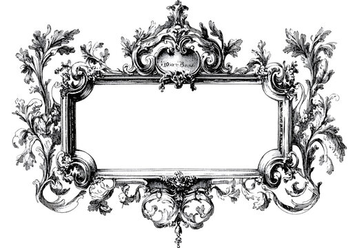 Vintage label frame design, line art drawing, detailed and intricate ink lines design, white background design,