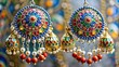 © Andaman - Medium Shot earrings adorned with colorful enamel and dangling beads