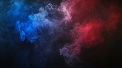 Wall Mural - red and blue nebula smoke fires isolated on a black background, symbolizing competition, versus, and