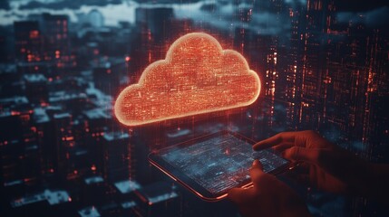 Poster - An engineer team using digital tablet computers, internet connections, infrastructure support, data science, and data exchange with a cloud computing concept.