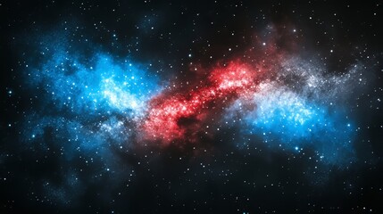 Wall Mural - isolated red and blue fiery nebula smoke on a black background, illustrating concepts of versus, com