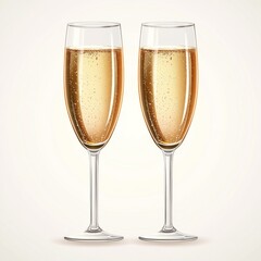 two Champagne glasses , vector illustration on a white background.