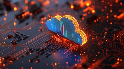 Poster - Cost efficiency in cloud computing with an illustration showing pay-per-use pricing models, resource optimization strategies