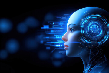 Poster - Digital-enhanced futuristic humanoid