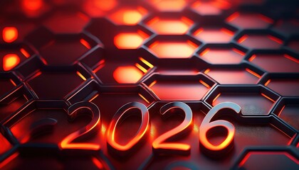 Poster - Futuristic Design Concept with 2026 Hexagons