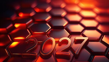 Poster - Futuristic 2027 Hexagon Pattern Design Visualization