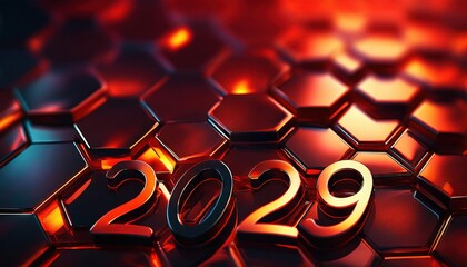 Poster - Futuristic Metallic Design Featuring Year 2029