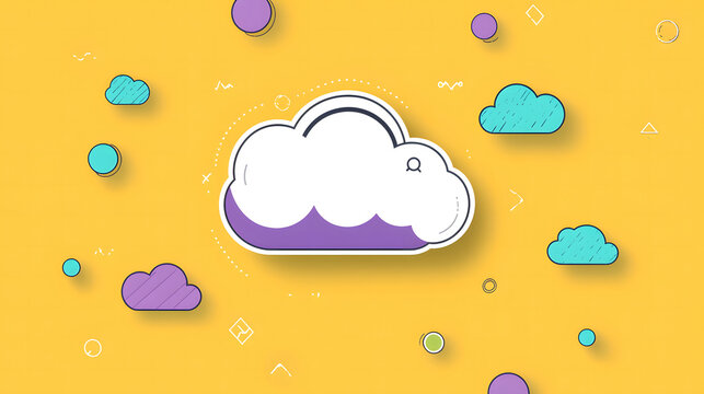 Thought bubble with yellow background design, flat design style, vector graphic, flat illustration, simple shapes, white outline, flat colors, white on bright color, flat color vector art design