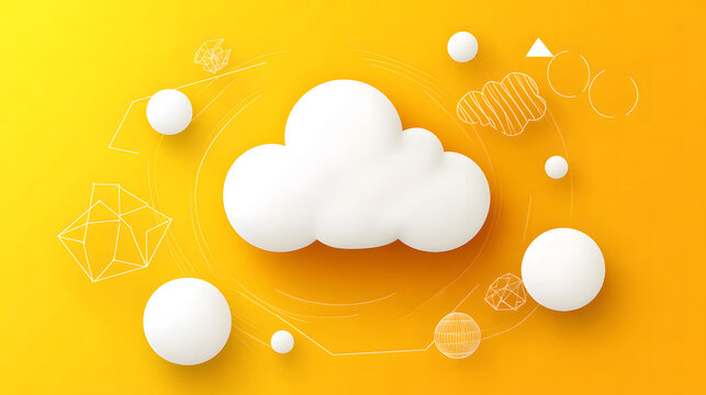 Thought bubble with yellow background design, flat design style, vector graphic, flat illustration, simple shapes, white outline, flat colors, white on bright color, flat color vector art design