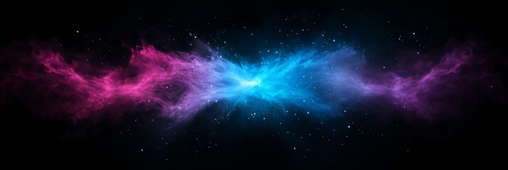 Wall Mural - Abstract cosmic background with swirling pink and blue nebulae.