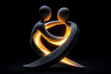 Aufkleber - 3D-rendered depiction of two intertwined figures, one glowing with light and the other in deep shadow, representing the balance of opposites in dualism