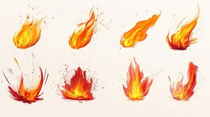 Poster - Vibrant Flames and Sparks Dancing Against a Blank Background Generative AI