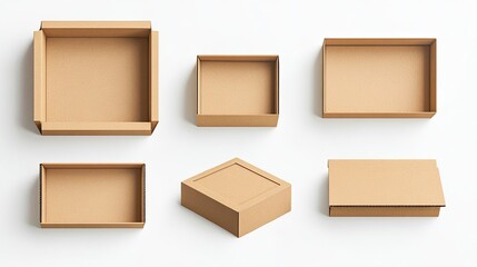 Poster - Various Sizes of Cardboard Boxes Arranged on a Plain Background Generative AI