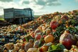 © Joaquin Corbalan - Landfill site overflowing with food waste from discarded produce and discarded organic materials under a bright sky during the day
