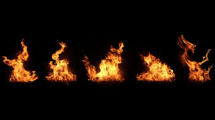 Poster - Realistic Fire Flame Effects Dancing in Darkness at Night Generative AI