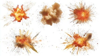 Poster - Dynamic Explosion Effects Showcasing Various Bursts and Smoke Patterns Generative AI