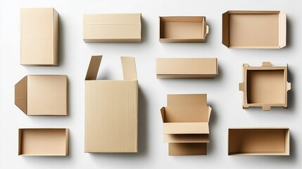 Poster - Various Cardboard Boxes Arranged for Efficient Shipping and Storage Generative AI