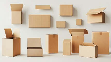 Poster - Various Cardboard Boxes Arranged for Shipping and Storage Purposes Generative AI