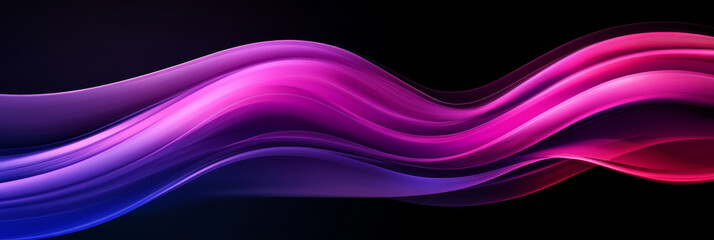 Wall Mural - Abstract purple and pink wave on black background.