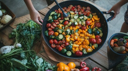 Colorful Fresh Vegetable Medley in Cooking Pot