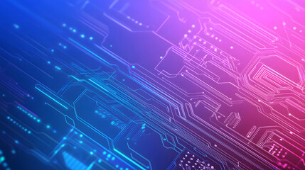 Poster - A background design with a blue and purple gradient color, with circuit board elements in the foreground desi, glowing lights, a technology theme, a vector illustration style design, and a flat design