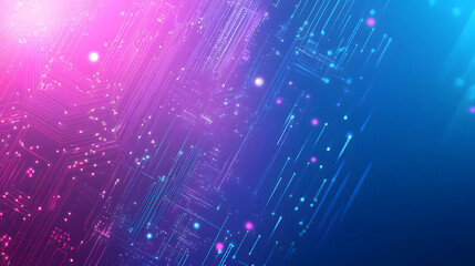 Poster - A background design with a blue and purple gradient color, with circuit board elements in the foreground desi, glowing lights, a technology theme, a vector illustration style design, and a flat design
