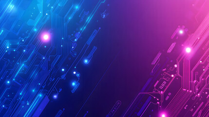 Poster - A background design with a blue and purple gradient color, with circuit board elements in the foreground desi, glowing lights, a technology theme, a vector illustration style design, and a flat design