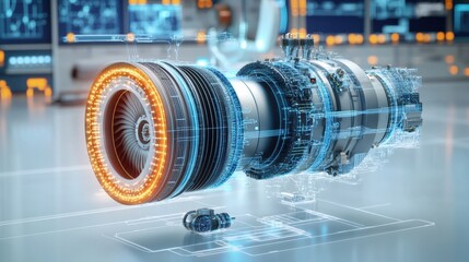 Poster - Advanced Turbine Engine with Digital Overlay