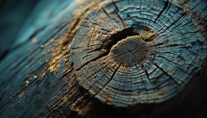 close-up of a weathered tree trunk with visible rings.