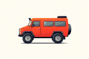 A bright orange SUV depicted in a side view, designed with a minimalistic style on a white isolated background, perfect for automotive illustrations.